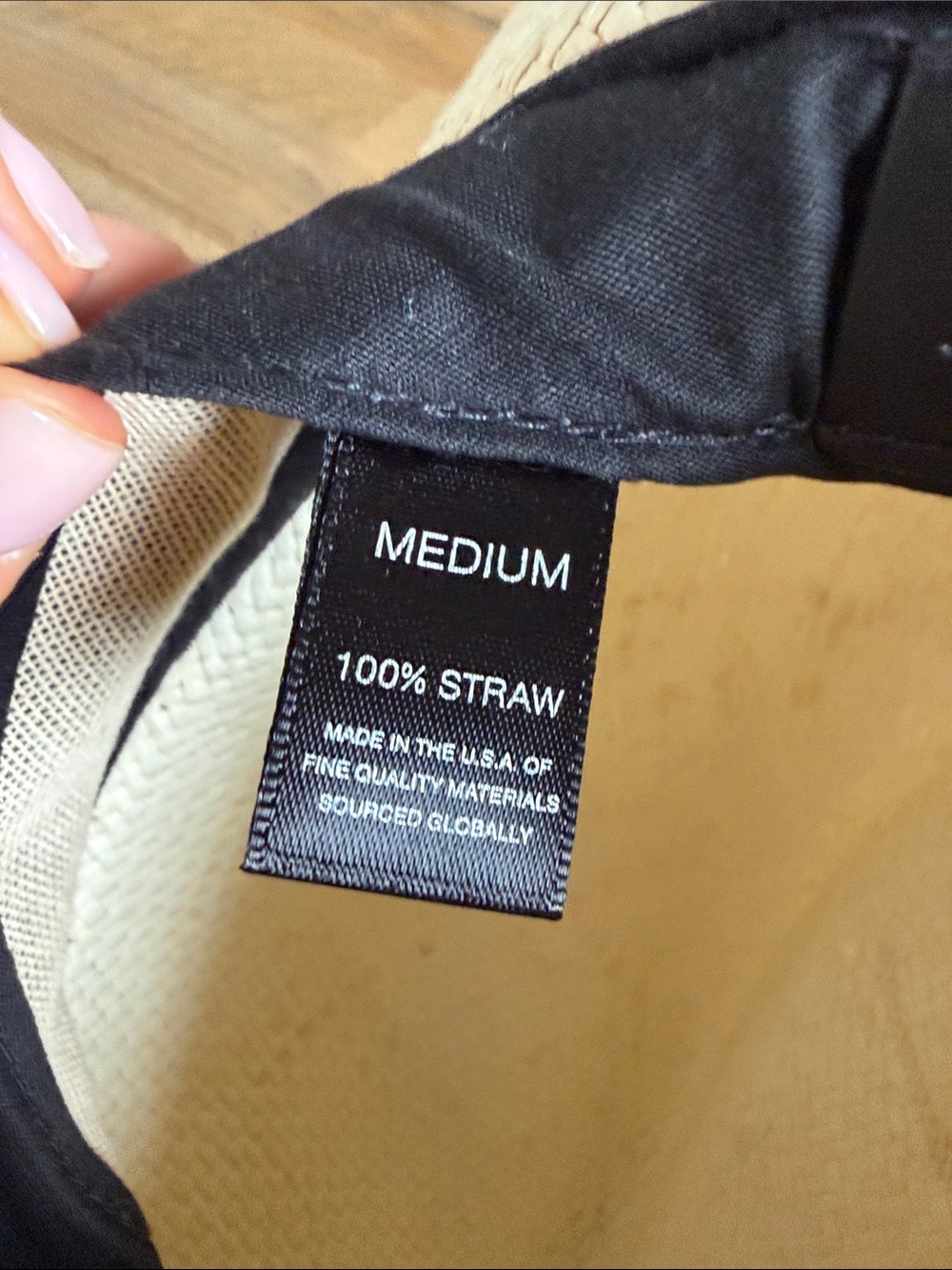 Janessa Leone Lyra Wide Brim Straw Fedora Hat with Black Band size M - Picture 9 of 9